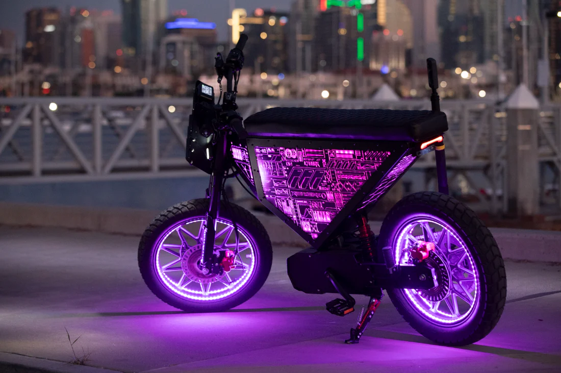 Xion Motors Cyber X Lightning Ebike Throttle Lights Purple