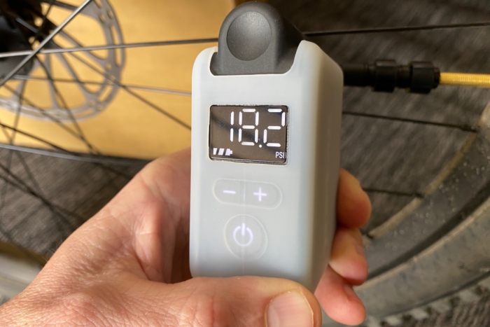 Professional tire pressure gauge showing accurate PSI measurement