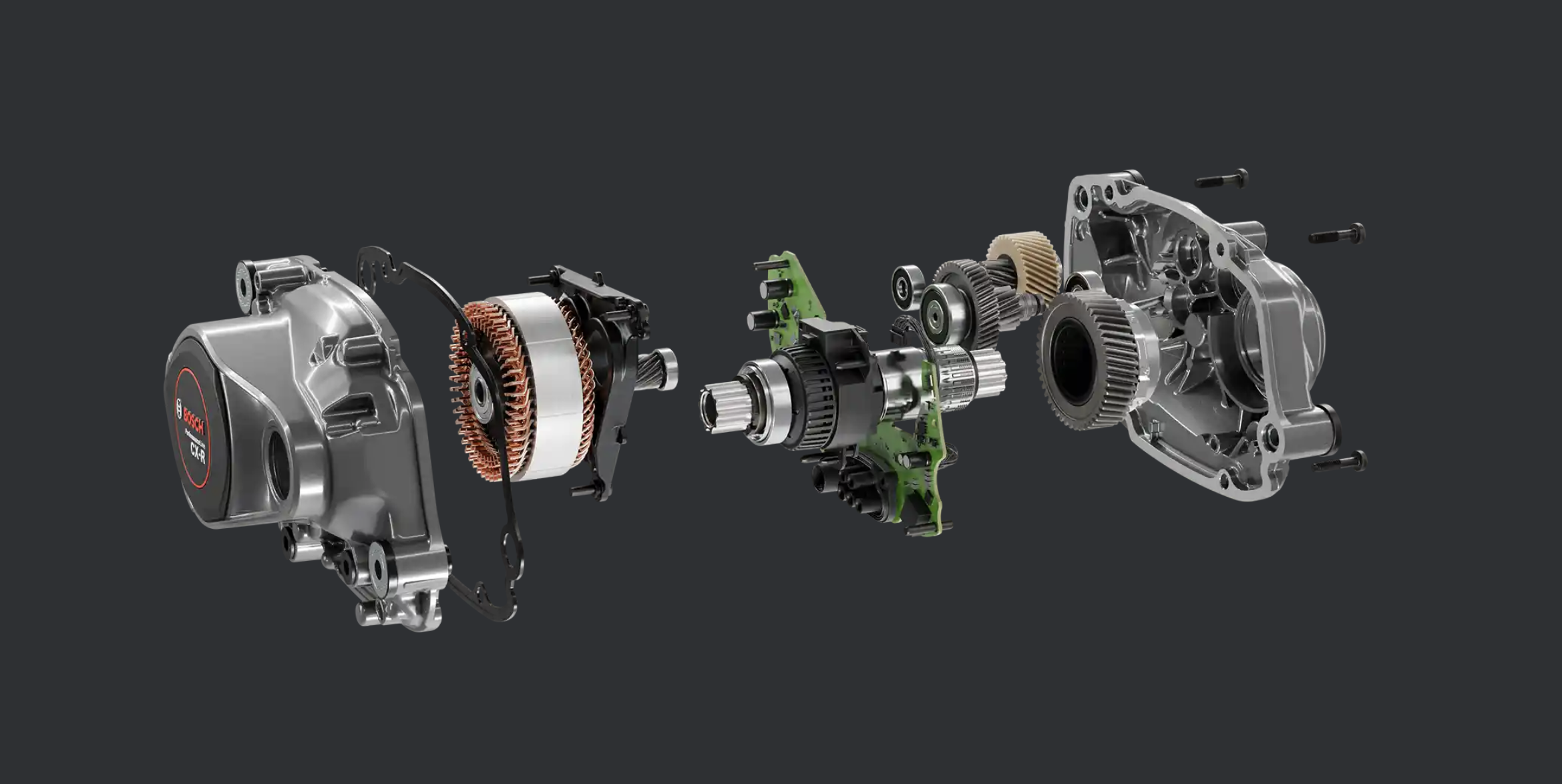 Electric bike motor and battery components diagram