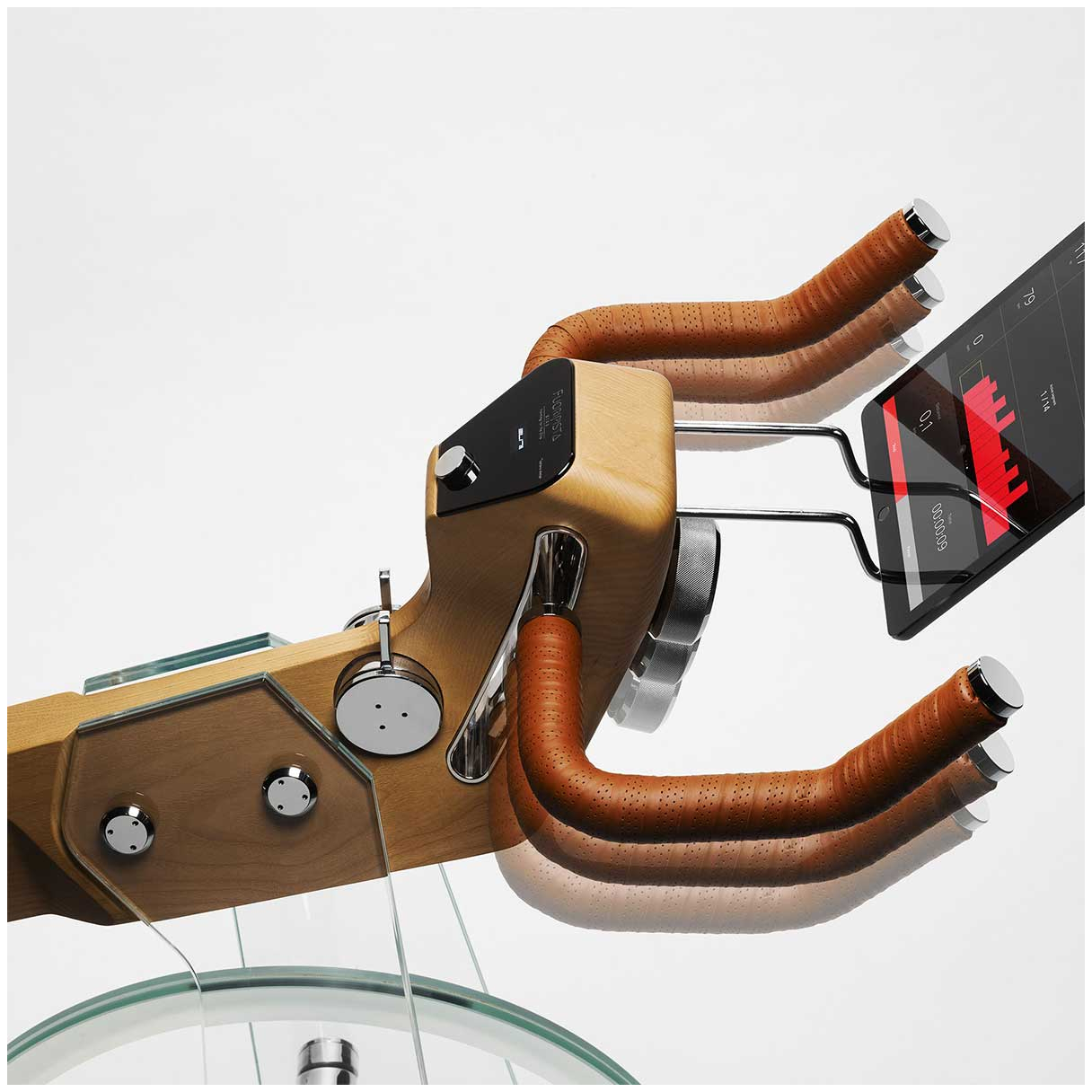 Fuoripista Natural Ash Wood Indoor Stationary Bike Display Leather Grips