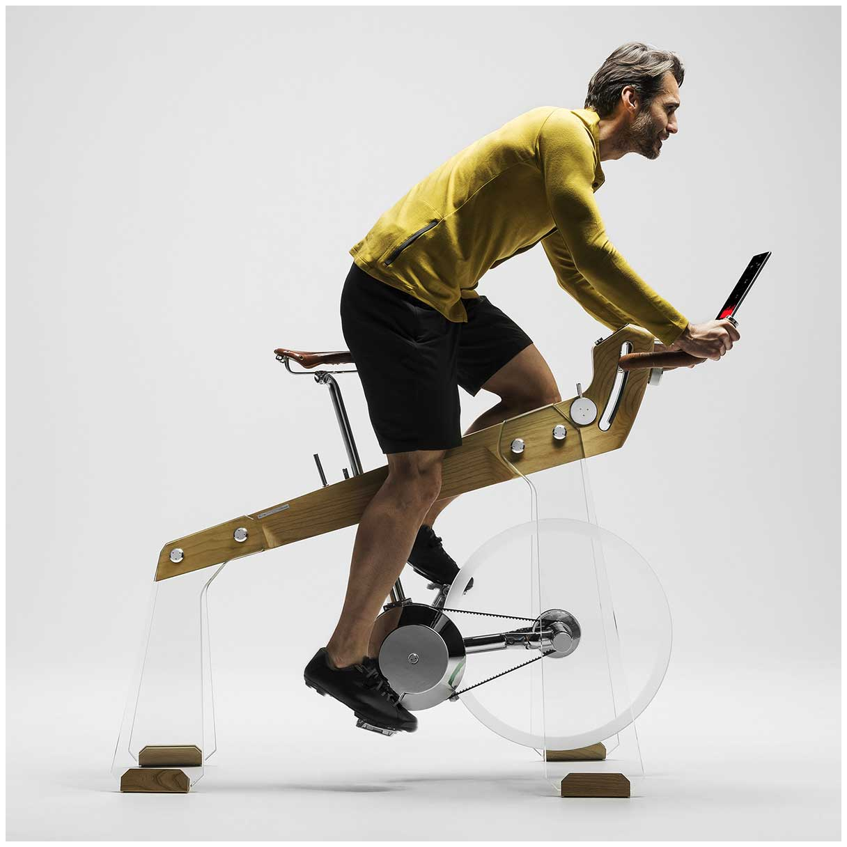 Fuoripista Natural Ash Wood Indoor Stationary Bike Luxury Adjustable Saddle