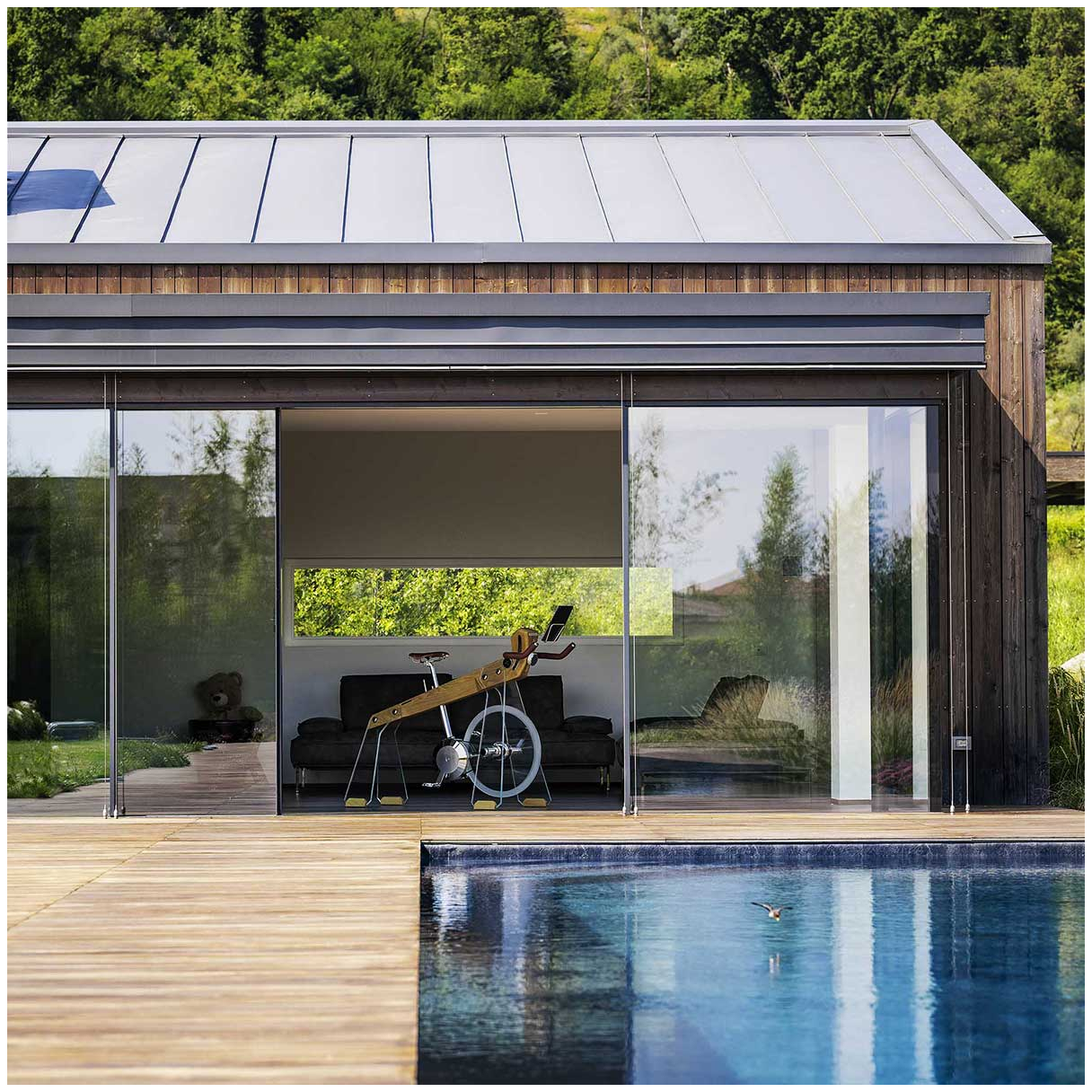 Fuoripista Natural Ash Wood Indoor Stationary Bike Oled Display